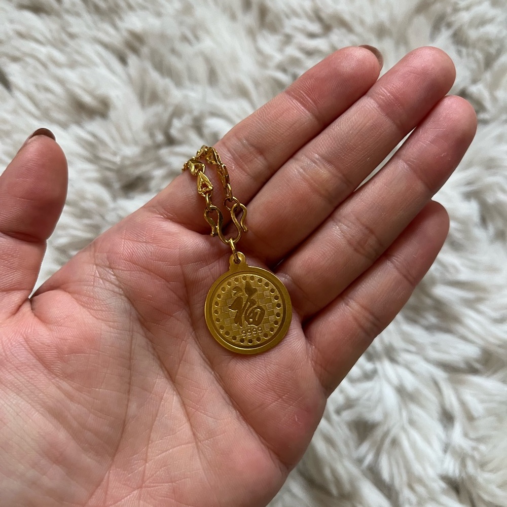 24k Chinese zodiac pig pendant necklace 16 grams - Picture 7 of 8